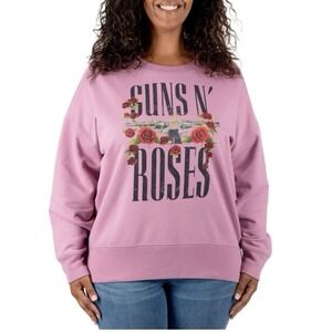 Guns N Roses Sweatshirt Women's Size  Small Oversized Pullover Pink Graphic Band